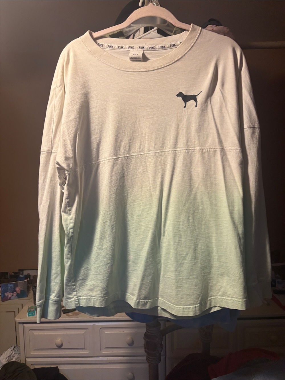 PINK Victoria's Secret Cream to Mint Dip-Dye Long Sleeve Tee